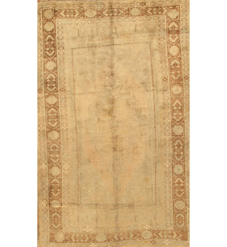 Tapis crème / brun en laine noué à la main Sivas Antique