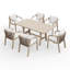 Ensemble de salle à manger d'extérieur rectangulaire en bois pour 6 personnes avec coussins Felsenthal-100088117-123338402-123338399