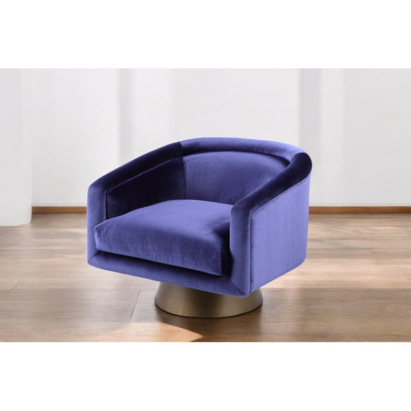 Pangea Home Andrea 33" Wide Velvet Swivel Club/Lounge Chair – Navy Velvet - Modern Accent Chair with Curved Contemporary Design, Upholstered Lounge Chair for Living Room or Bedroom