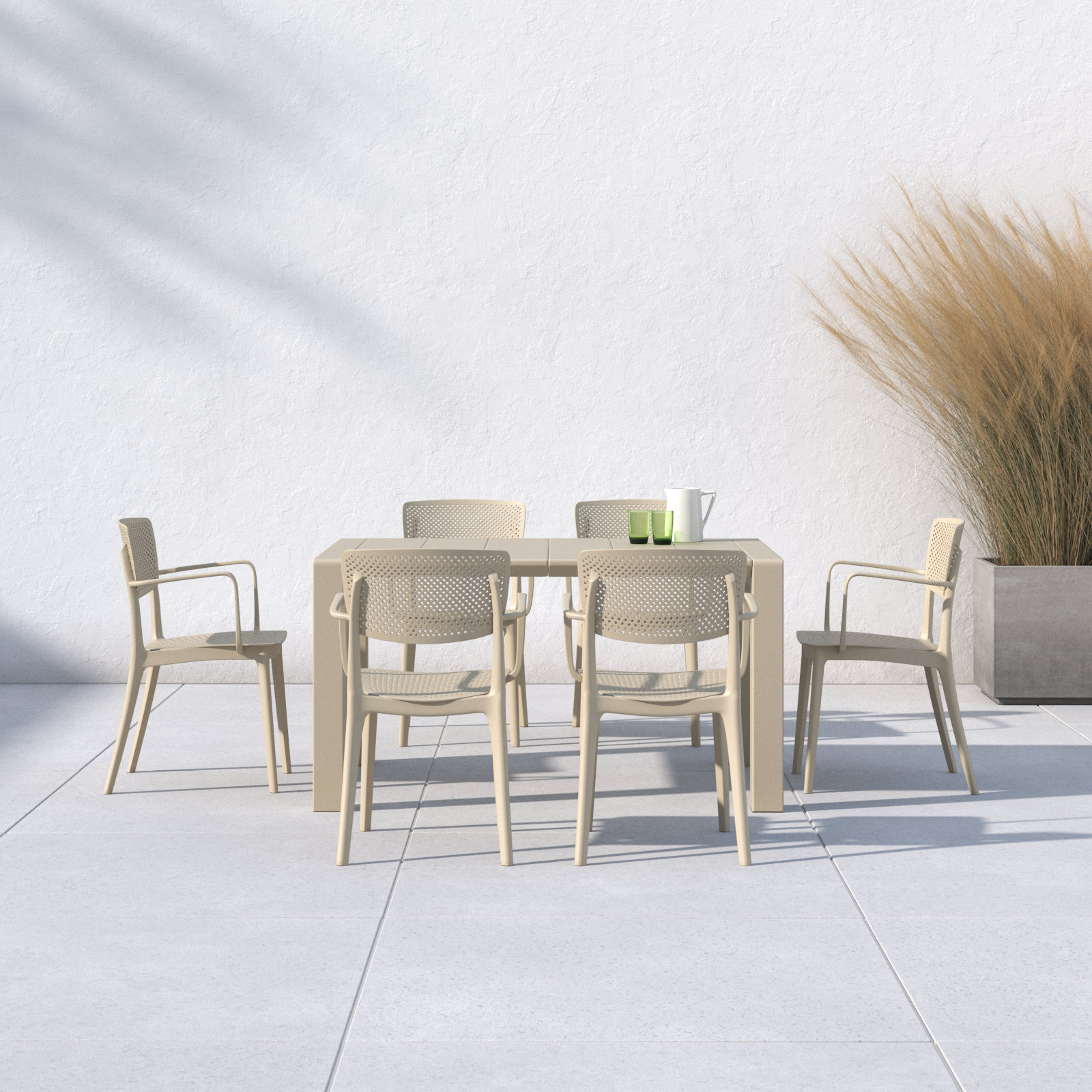 Farrah 39" Patio Dining Set, Taupe