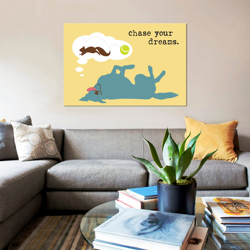 « chase rêves », impression sur toile, H 18 po x l 26 po x P 1,5 po, Toile tendue, Pas de tapis