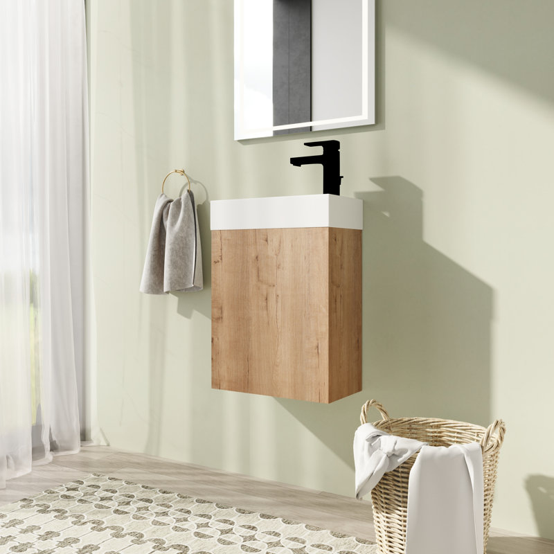 Meuble-lavabo simple mural 16 po avec plateau en résine