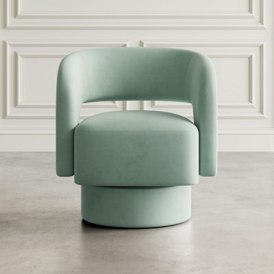 Jurate Mid-Century Modern Upholstered Split-Back Curved Sculpture Swivel Accent Chair