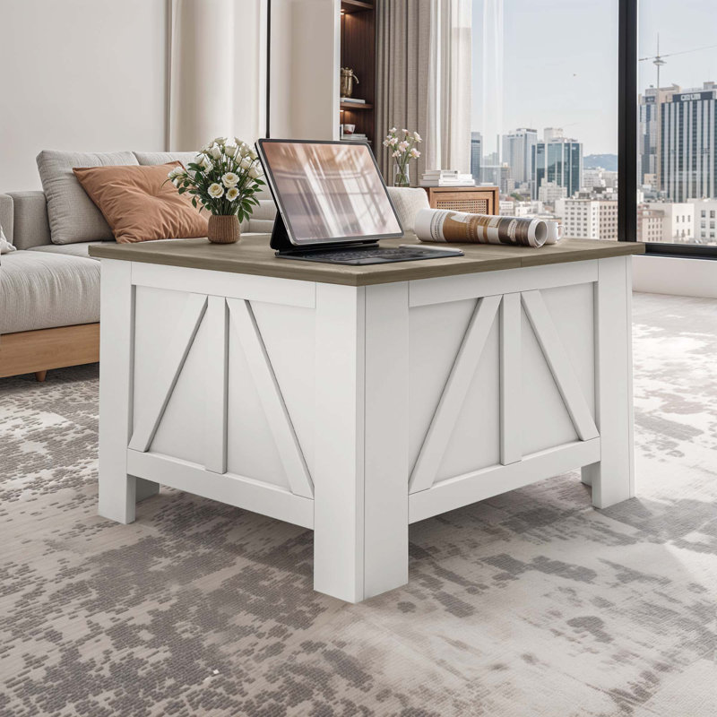 Table basse à plateau relevable 31,5 po avec rangement caché et port USB
