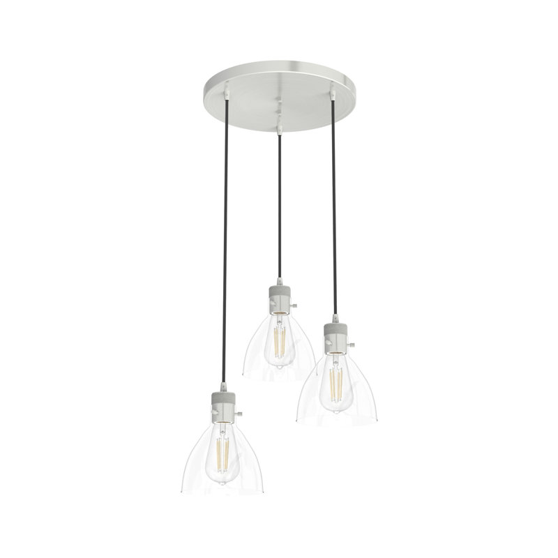 Van Nuys 3 Light Round Cluster Pendant, Brushed Nickel