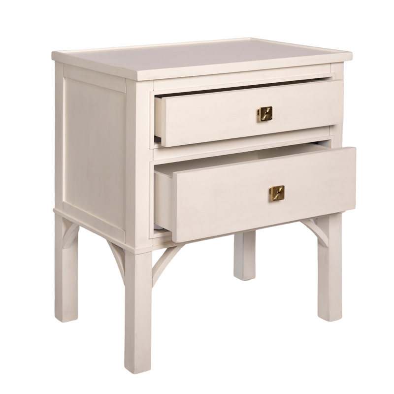 Jackie 2 - Drawer Solid Wood Nightstand, Antique White