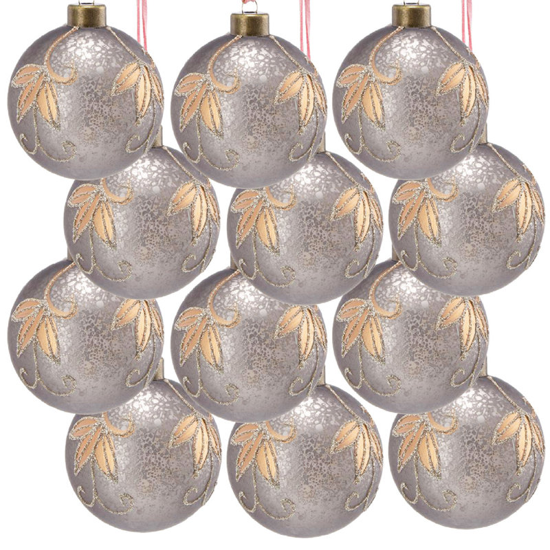 D3 ", boules de Noël décoratives, boules de Noël suspendues en verre pour décorations de fêtes, lot de 12