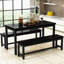 Ensemble de table de salle à manger pour 4 personnes, ensemble de table de cuisine avec 2 bancs de salle à manger, ensemble de table de salle à manger rectangulaire 3 pièces pour 4 personnes, mobilier de cuisine peu encombrant pour coin-repas, apparte-428294810-428294785-428294791