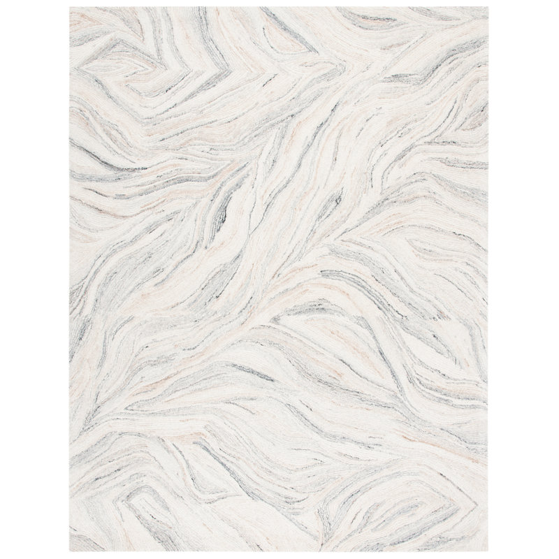 Tapis abstrait en laine et coton touffeté à la main Ymir, Rectangle 9 pi x 12 pi