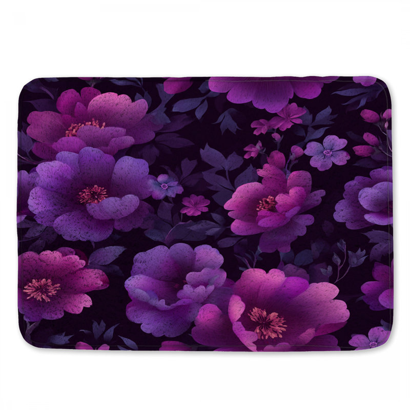 Tapis de bain floral, Simple - L 17 po x l 24 po, Floral mauve