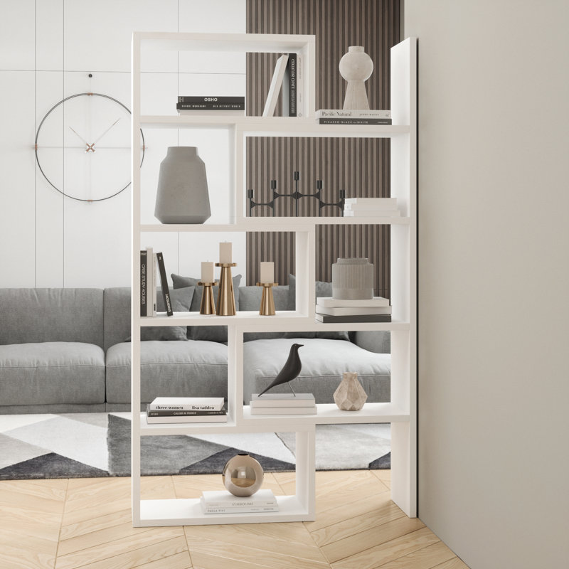 Rhiannan 187.7cm H Geometric Bookcase, 138cm H x 125cm W x 24cm D, Artisan
