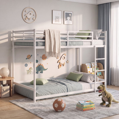 Lit escamotable en métal blanc avec rangement 1 pièce 77,83 po x 41,18 po x 53,94 po