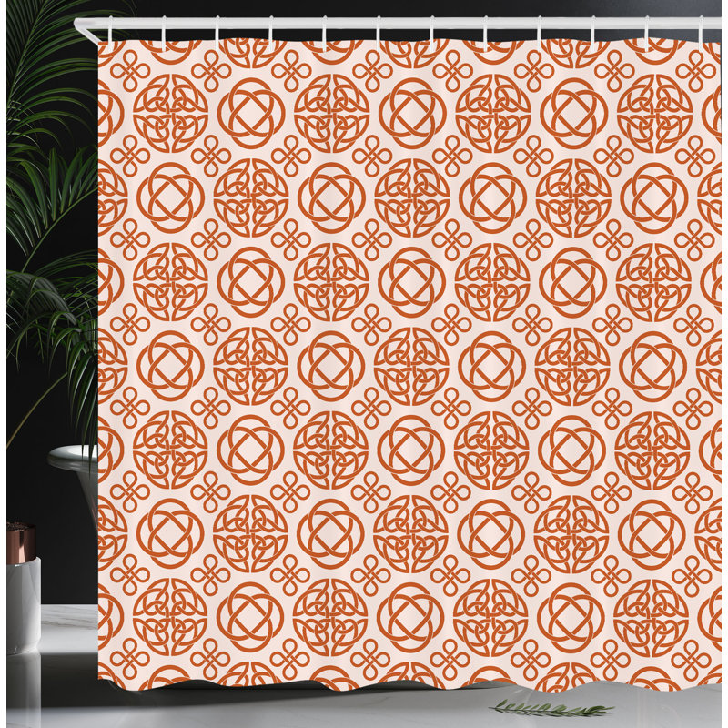 Dontario Shower Curtain with Hooks Included, 70"H x 69"W, Dark Orange