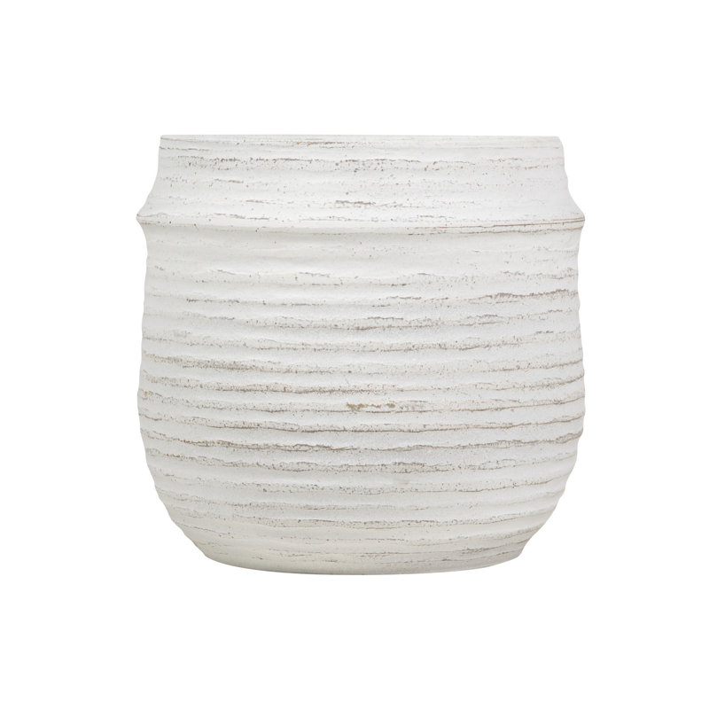 WHITE CERAMIC POT, 38cm H x 39cm W x 39cm D