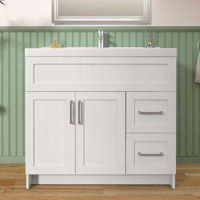 36" Bathroom Vanity Without Top Sink,Cabinet Base Only, Bathroom Storage With 2 Drawers,Two Door Design,Water,Stain Proof,White,Unassembled