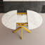 Table de salle à manger extensible à lame ronde, base en acier au carbone en forme de X pour 4 à 6 personnes