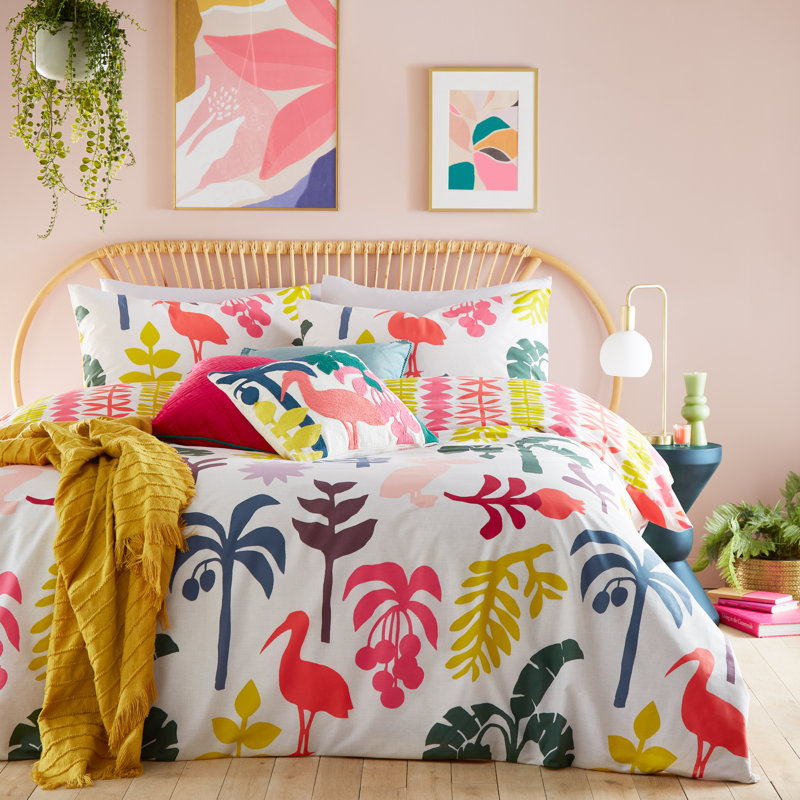 Marula Cotton Blend Floral Duvet Cover Set with Pillowcases Included, King Duvet Cover + 2 Standard Pillowcases