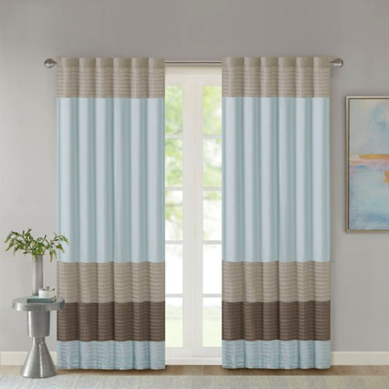 Polyoni Pintuck Curtain Panel(Only 1 Pc Panel), Blue Multi