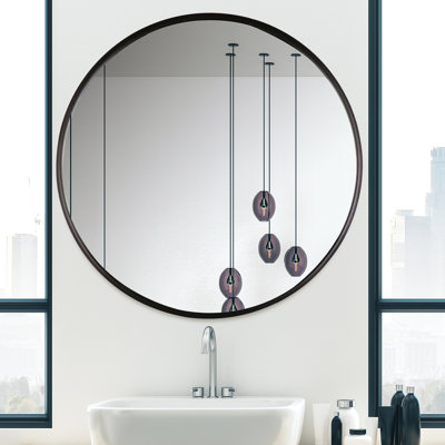 Metal Framed Wall Mounted Bathroom / Vanity Mirror in Black