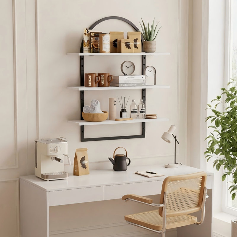 Tablette murale flottante 3 niveaux, présentoir moderne en bois manufacturé