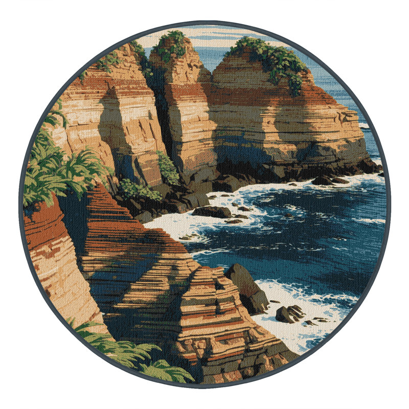  Tapis hawaïen lavable Island Cliff, Rond 6 pi