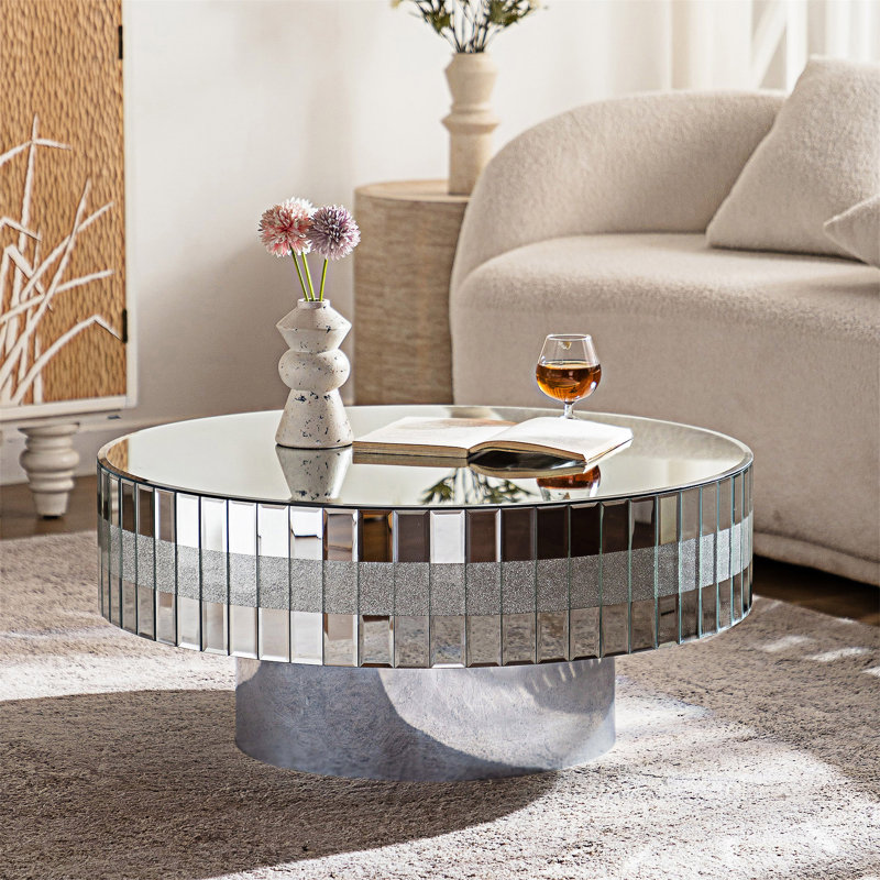 Table basse ronde avec miroir