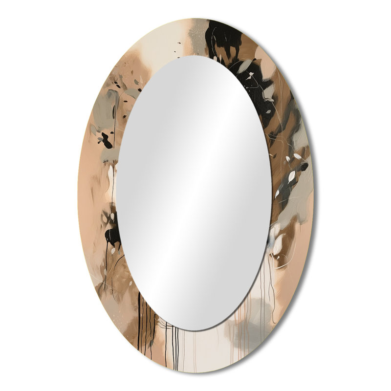 Miroir mural moderne brun symétrique coloré I, 36 po x 24 po