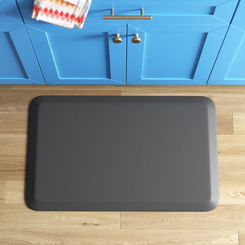 Abdulraheem Solid Color Water Resistant Anti-Fatigue Non-Skid Kitchen Mat, 1'8" x 2'8", Black