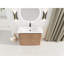 Meuble-lavabo autoportant de 40 po avec lavabo en céramique blanc, 2 portes à fermeture en douceur, base en contreplaqué, aspect contemporain, surface lisse, charnières à tablettes réglables, 45 poignées à bord incliné, contreplaqué,