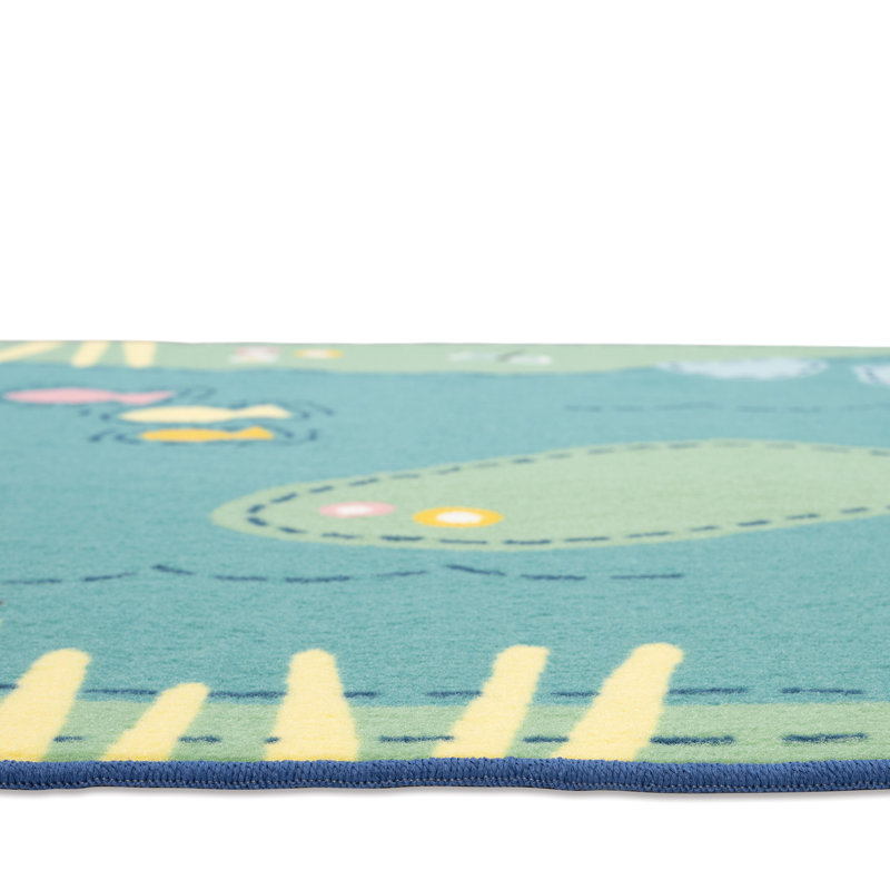Tapis bleu en nylon touffeté Tranquil Pond, Rectangle 3 pi x 4 pi 6 po