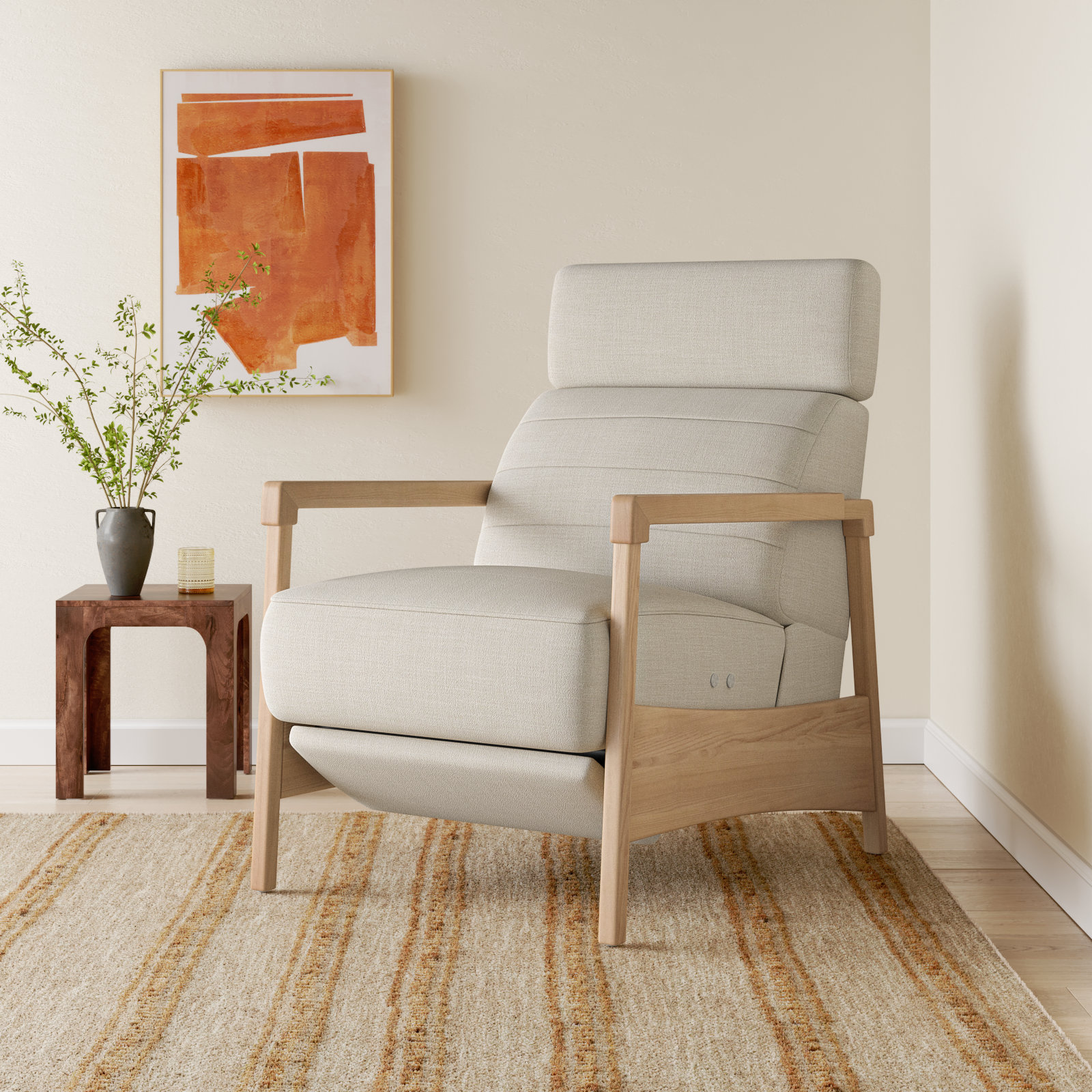 Amada 28" Manual Recliner, Effie Linen Performance Weave