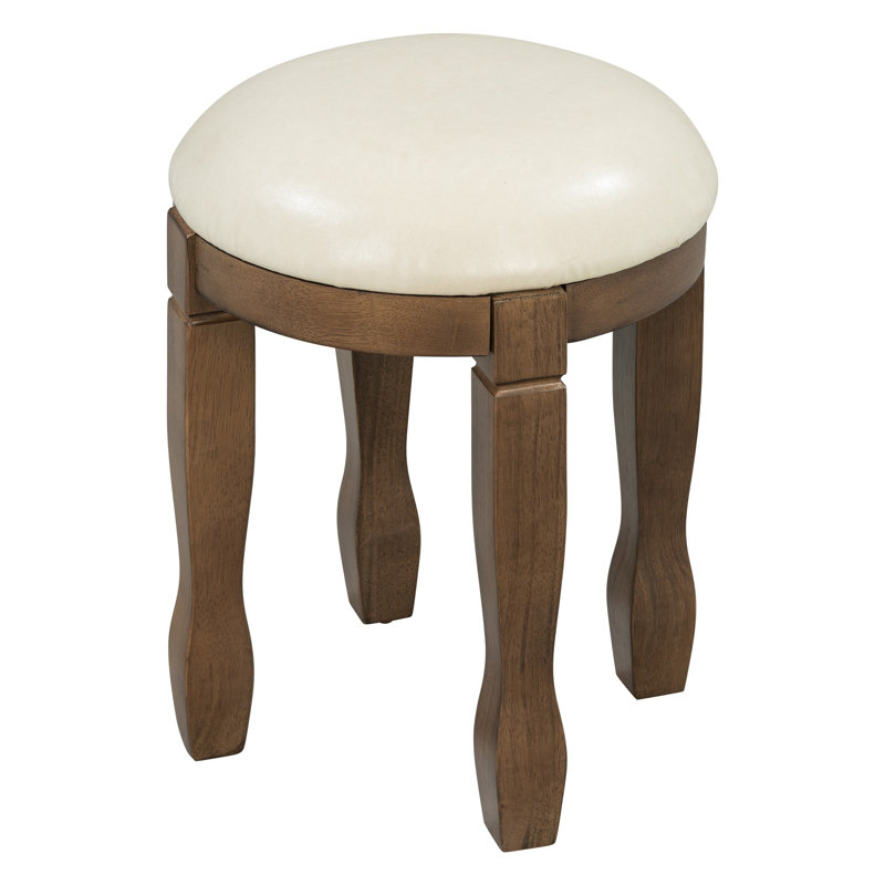 Coiffeuse 46 po avec miroir arqué sculpté 46 po, 6 tiroirs et tabouret rembourré avec pieds en bois massif