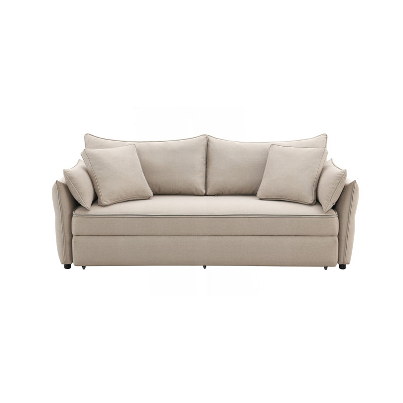 Canapé moderne, lit escamotable avec rangement, Beige Fabric