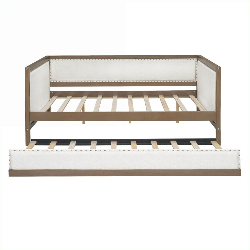 Lit de repos de petite taille avec lit gigogne et garniture cloutée