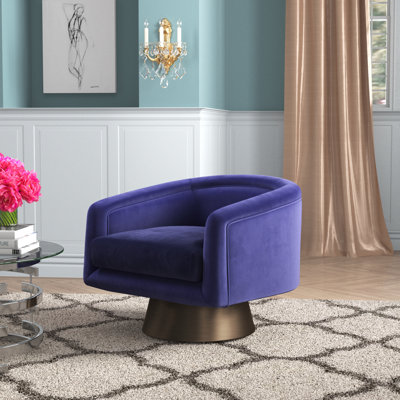 Pangea Home Andrea 33" Wide Velvet Swivel Club/Lounge Chair – Velvet - Modern Accent Chair with Curved Contemporary Design, Upholstered Lounge Chair by Willa Arlo Interiors