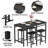 Modern 5-Piece Counter-Height Dining Set | Space-Saving Iron & Wood-Grain Bar Table with 4 Stools for Small Spaces-1844932169-1844932168