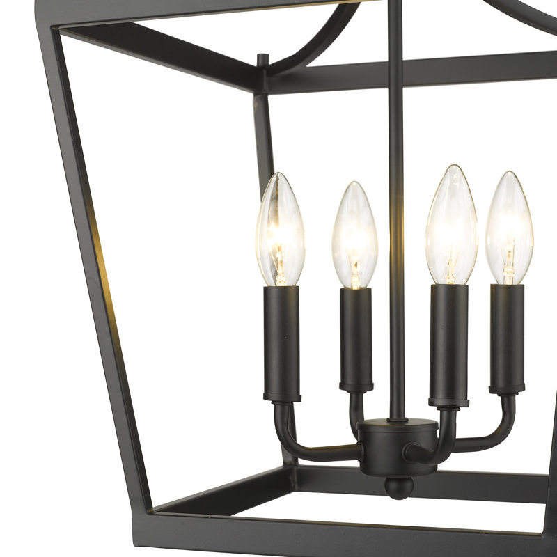 Luminaire suspendu géométrique à 4 lumières Rancourt, Noir mat