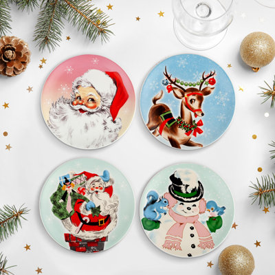Nostalgic 4-Piece 8" Ceramic Pastel Plates