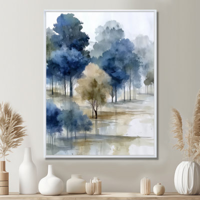 «Blue Gray Watercolor Maple Tree Forest In Canada», reproduction sur toile érable, art naturel bleu