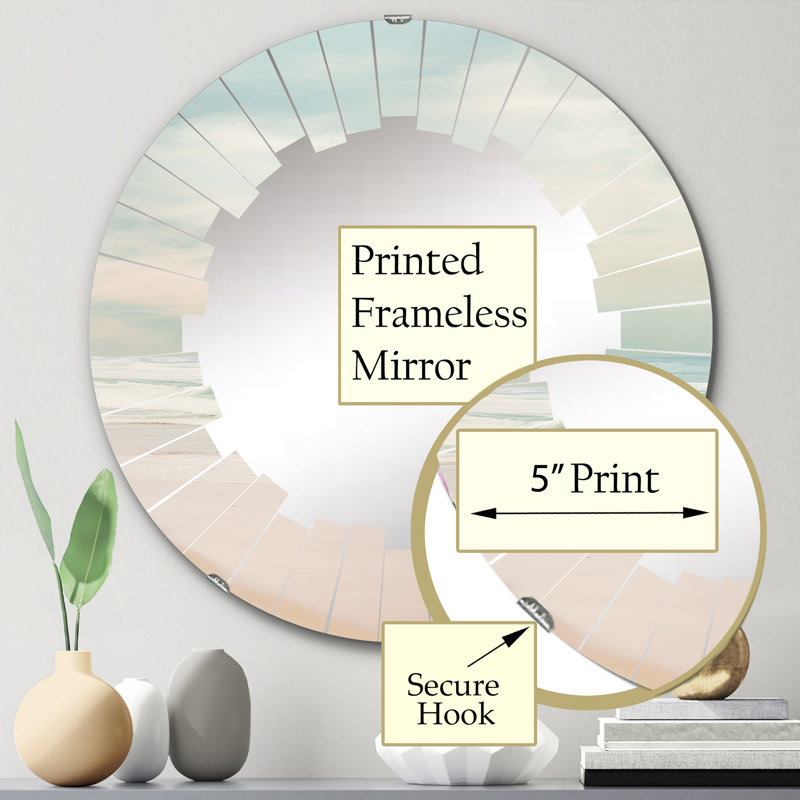 Miroir mural minimaliste, paysage nautique et plage moderne - Minimalisme, paysage de plage, 24 po x 24 po