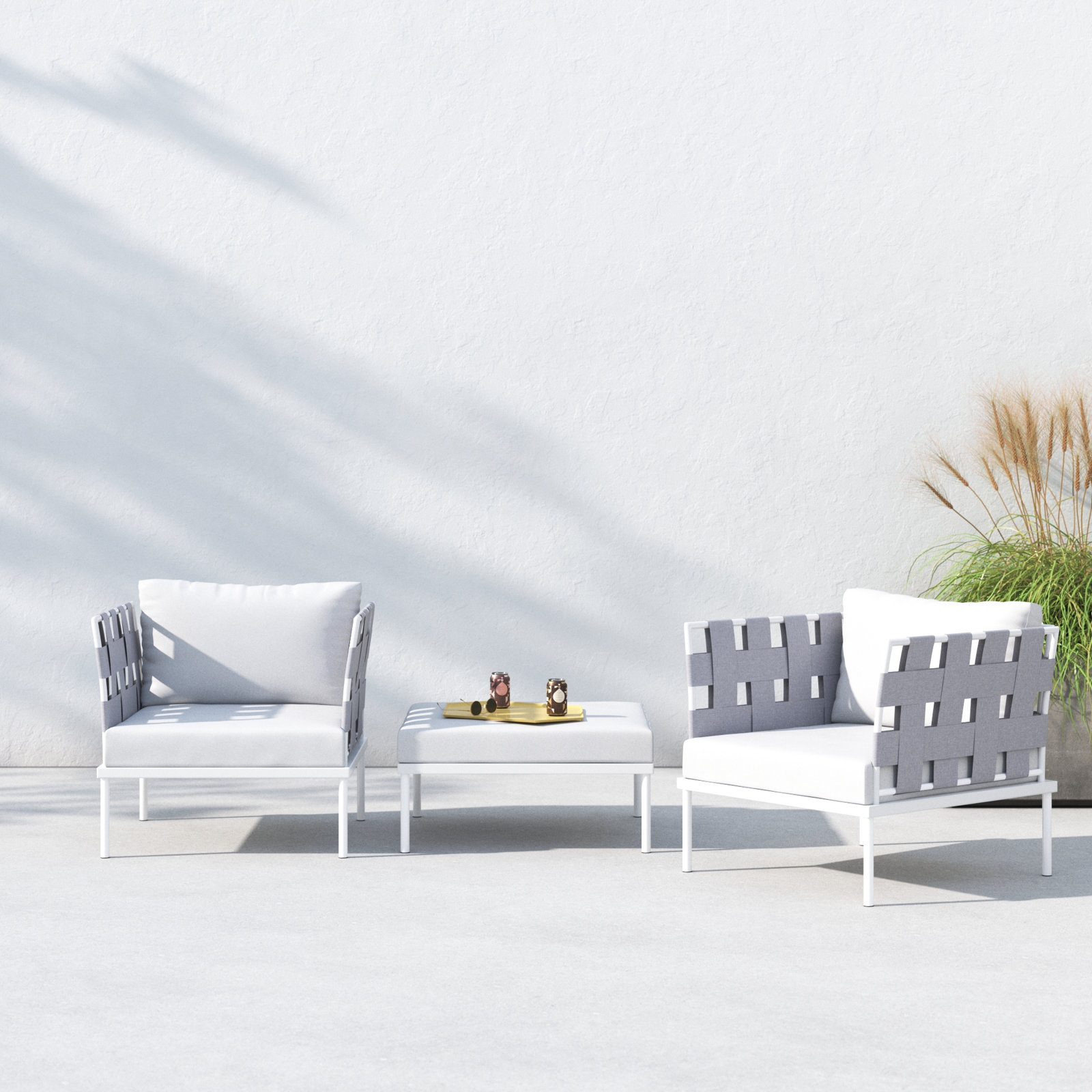 Harmony 3-piece Outdoor Patio Aluminum Set, White