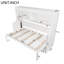 Lit escamotable simple avec bureau et tablettes de rangement - Lit mural peu encombrant pour petites pièces et bureau personnel, blanc-1435259611