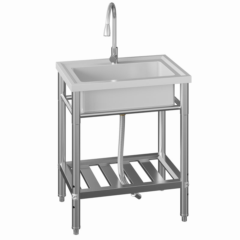 ZACOO 51mm W Single Bowl Stainless Steel Freestanding Kitchen Sink with 1 Faucet Hole