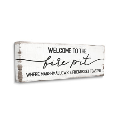 «Welcome Fire Pit Humourful Friends Camping Rustic Sign» par Daphne Polselli, art textuel sur toile