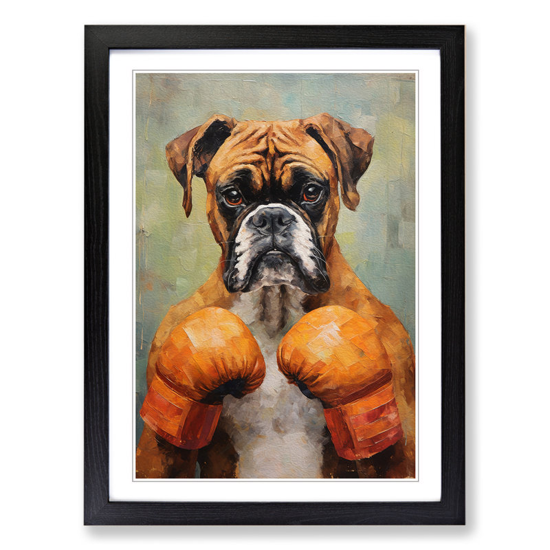 Boxer Dog Orphism Art - Framed Print, 64cm H x 46cm W x 2cm D, Black Framed