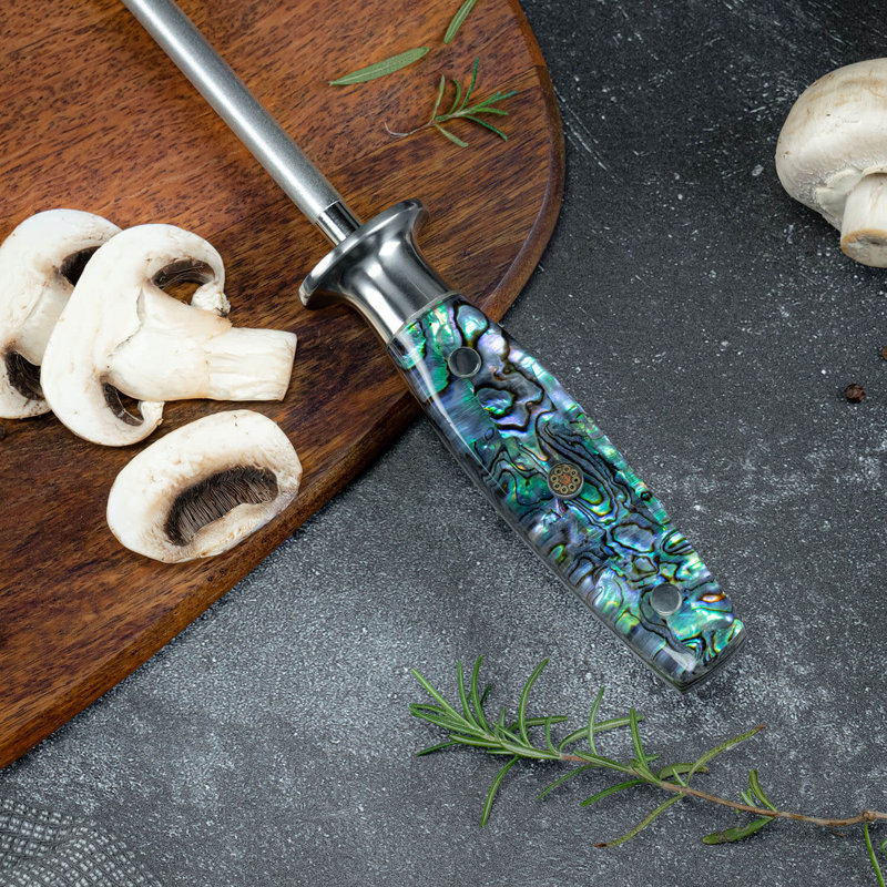  Professional Knife Sharpening Steel with Real Abalone Shell Handle - Umi Collection - Universal Knife Sharpener - Senken Knives