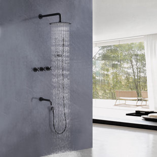 Système de douche complet thermostatique mural 13,78 "avec valve brute