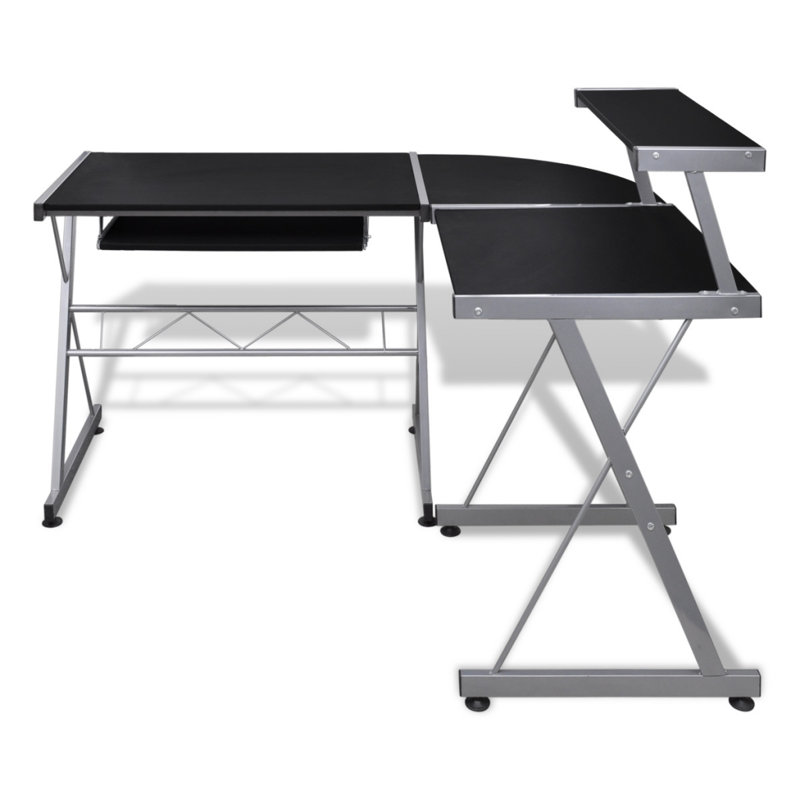 L-Shaped Computer Desk, Black, 99cm H x 132cm W x 112cm D