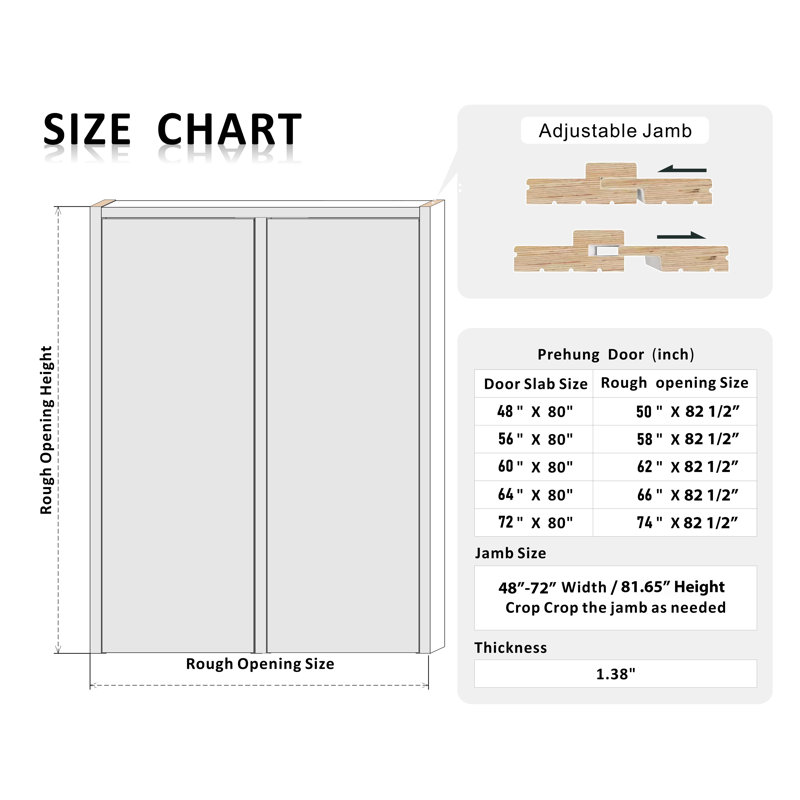 Porte de garde-manger à panneau double en panneau de fibres à densité moyenne Prehung, 48 po x 80 po