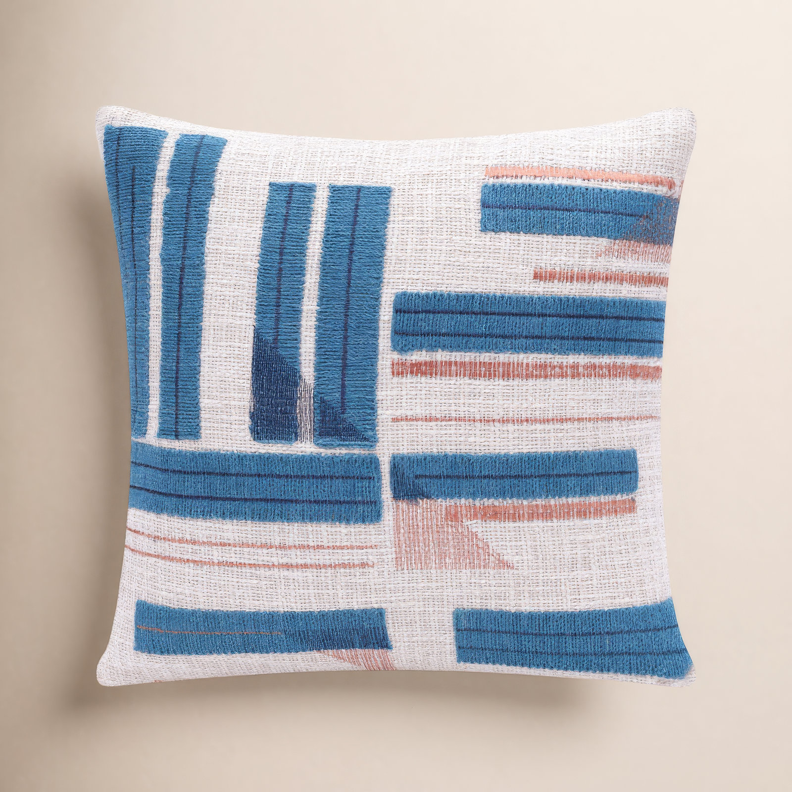 Malachy 20" Cotton Throw Pillow, Blue, Polyester